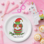 Owl Funny Kerstmis Kinder Papieren Bordje (Feest)