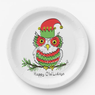 Owl Funny Kerstmis Kinder Papieren Bordje