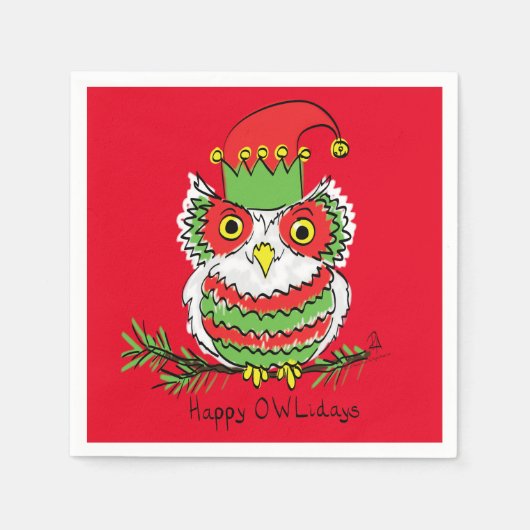 Owl Funny Kerstmis Kinder Servet (Voorkant)
