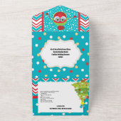 Owl gingerbrood koekje snoep in sneeuwrecept all in one uitnodiging (Buitenkant)