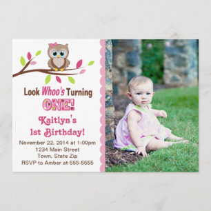 Owl Girl 1er anniversaire Invitation 5x7 Carte pho