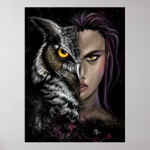 Owl Girl - Emotion Collection Poster - Peinture