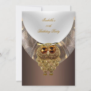 Owl Gold Coffee Elegant Birthday Party Kaart