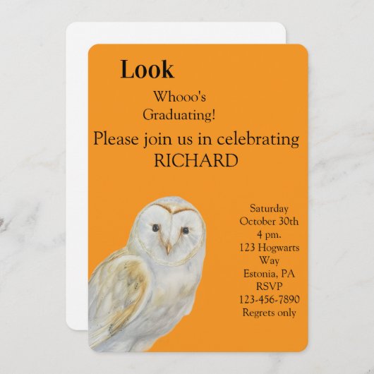 Owl Graduation Invitation  (Devant / Derrière)