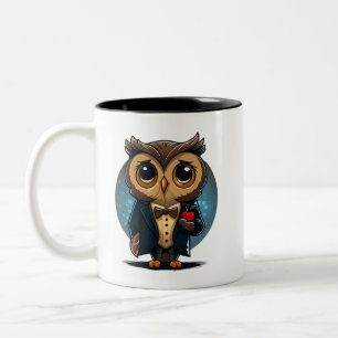 Owl Groom in Love: Perfect Valentijnsdag Gift Tweekleurige Koffiemok