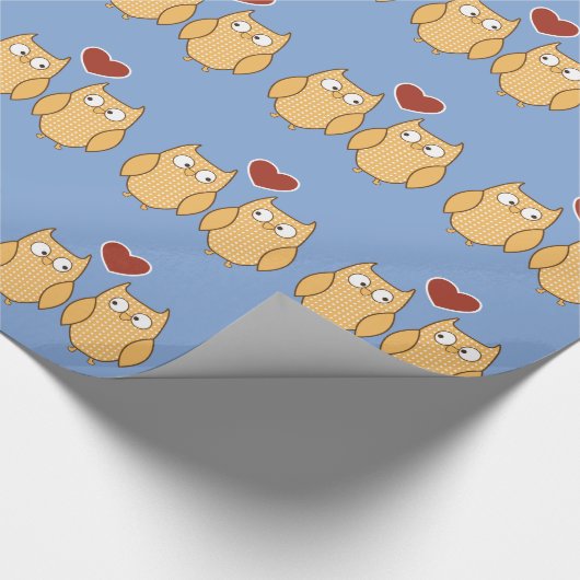 Owl hardeliefde valentijn cadeaupapier (Hoek)