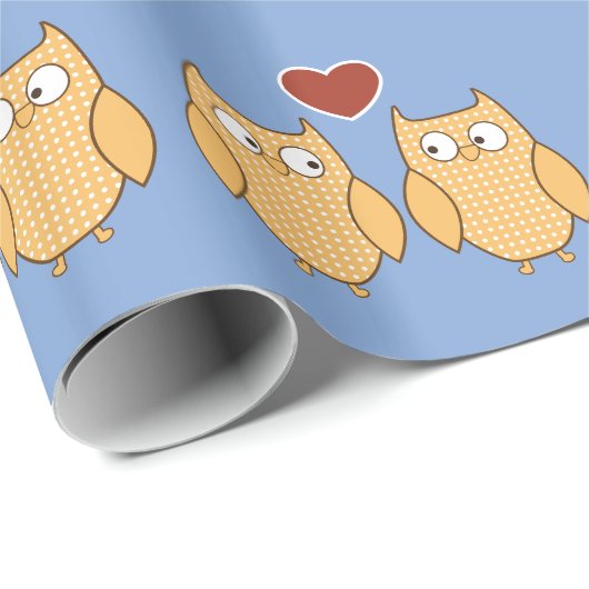 Owl hardeliefde valentijn cadeaupapier (Rol Hoek)