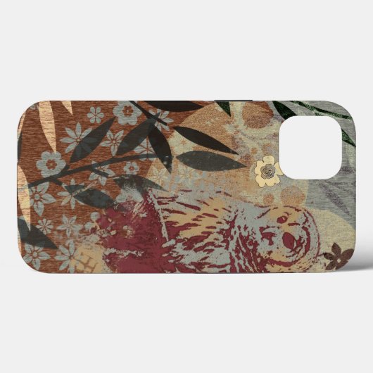 Owl hartvertakkingen bekleding en textuurcollage Case-Mate iPhone case (Achterkant (horizontaal))