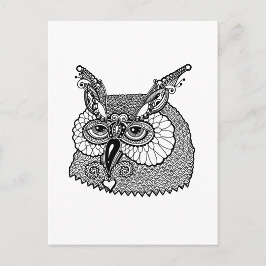 Owl Head Zendoodle Briefkaart (Voorkant)