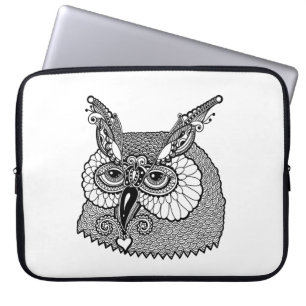 Owl Head Zendoodle Laptop Sleeve
