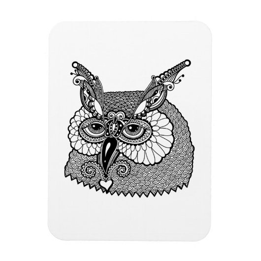 Owl Head Zendoodle Magneet (Verticaal)