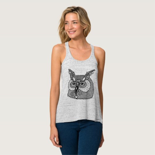 Owl Head Zendoodle Tanktop (Volledige Voorkant)