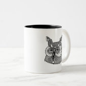 Owl Head Zendoodle Tweekleurige Koffiemok (Voorkant rechts)