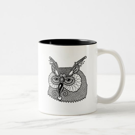 Owl Head Zendoodle Tweekleurige Koffiemok (Rechts)