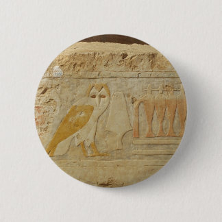 Owl Hieroglyph Detail, Hatshepsut Temple, Egypte Ronde Button 5,7 Cm