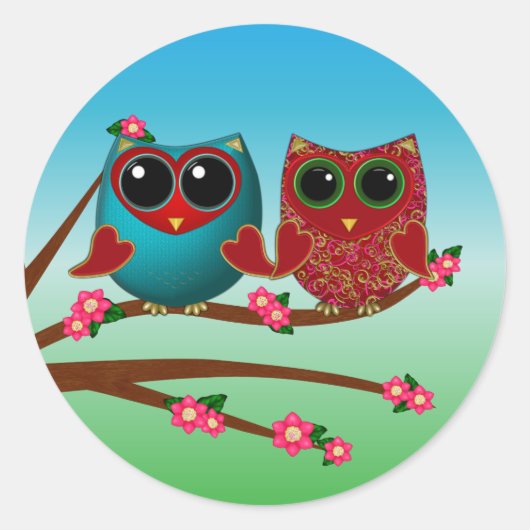 Owl houdt van u-Ronde Stickers (Voorkant)