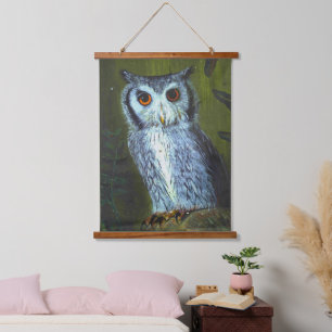 Owl illustratie in acryl hangend wandkleed