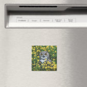 Owl in Buttercups Magneet (Insitu (Vaatwasser))