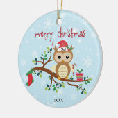 Owl in de kerstboom keramisch ornament (Links)