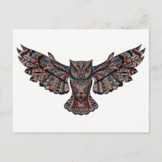 Owl in de vlucht - Ontwerp van het Glas in lood Briefkaart