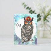 Owl in een helm briefkaart (Staand voorkant)