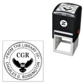 Owl in Flight Front View Library Book Name Zelfinktende Stempel (In situ)