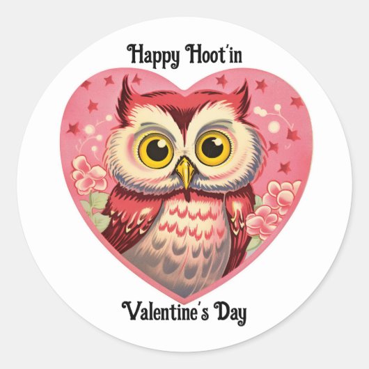 Owl In Heart Valentine Sticker (Voorkant)