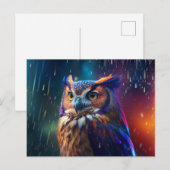 Owl in het Rain Vivid Art Briefkaart (Voorkant / Achterkant)