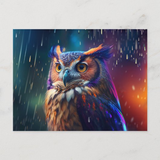 Owl in het Rain Vivid Art Briefkaart (Voorkant)