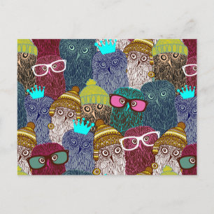 Owl in kroon briefkaart