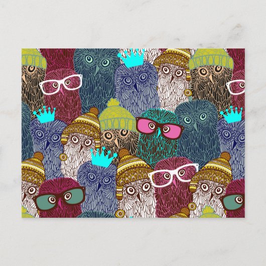 Owl in kroon briefkaart (Voorkant)