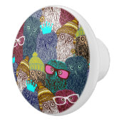 Owl in kroon keramische knop (Rechts)