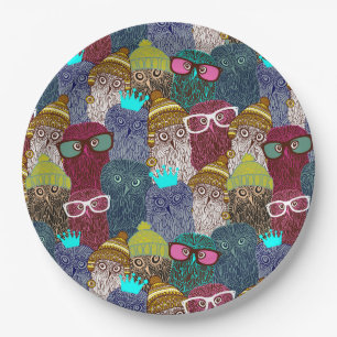 Owl in kroon papieren bordje