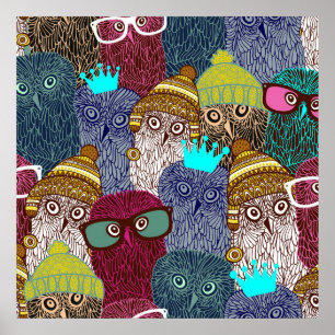 Owl in kroon poster