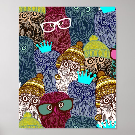 Owl in kroon poster (Voorkant)