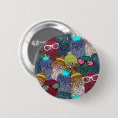 Owl in kroon ronde button 5,7 cm (Voorkant /achterkant)