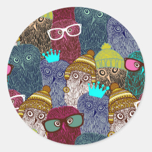Owl in kroon ronde sticker