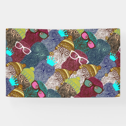 Owl in kroon spandoek (Horizontaal)