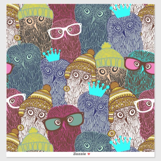 Owl in kroon sticker (Vel)