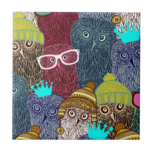 Owl in kroon tegeltje (Voorkant)