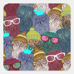 Owl in kroon vierkante sticker