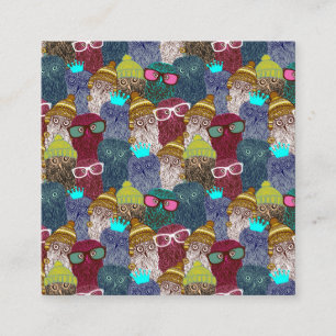 Owl in kroon vierkante visitekaartje