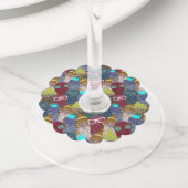 Owl in kroon wijnglaslabel (Dichtbij)