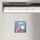 Owl in plum Tree Magneet (Insitu (Vaatwasser))