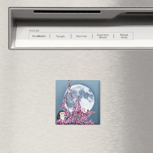 Owl in plum Tree Magneet (Insitu (Vaatwasser))