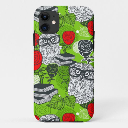 Owl in rode rozen Case-Mate iPhone case (Achterkant)