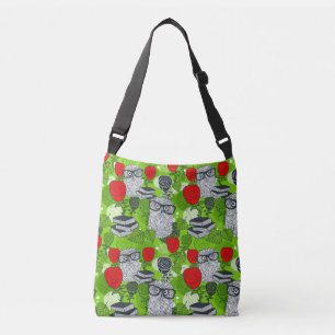 Owl in rode rozen crossbody tas