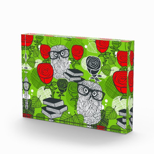 Owl in rode rozen fotoblokken (Rechts)