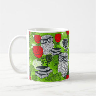 Owl in rode rozen koffiemok