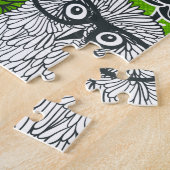 Owl in rode rozen legpuzzel (Zijkant)